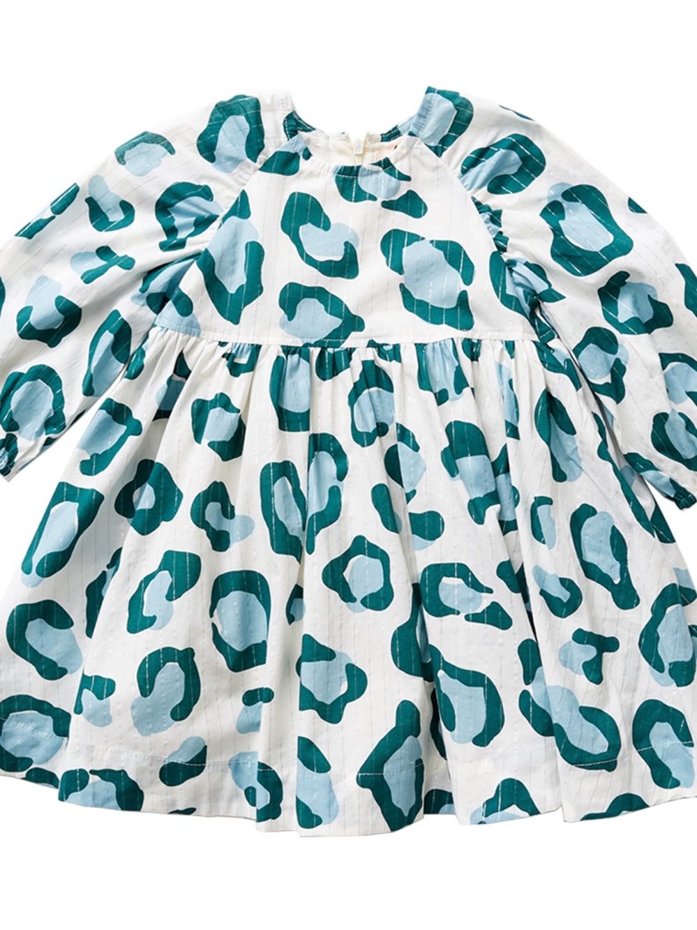 Pink Chicken Danielle Dress in sage leopard featuring metallic pinstripes size 4